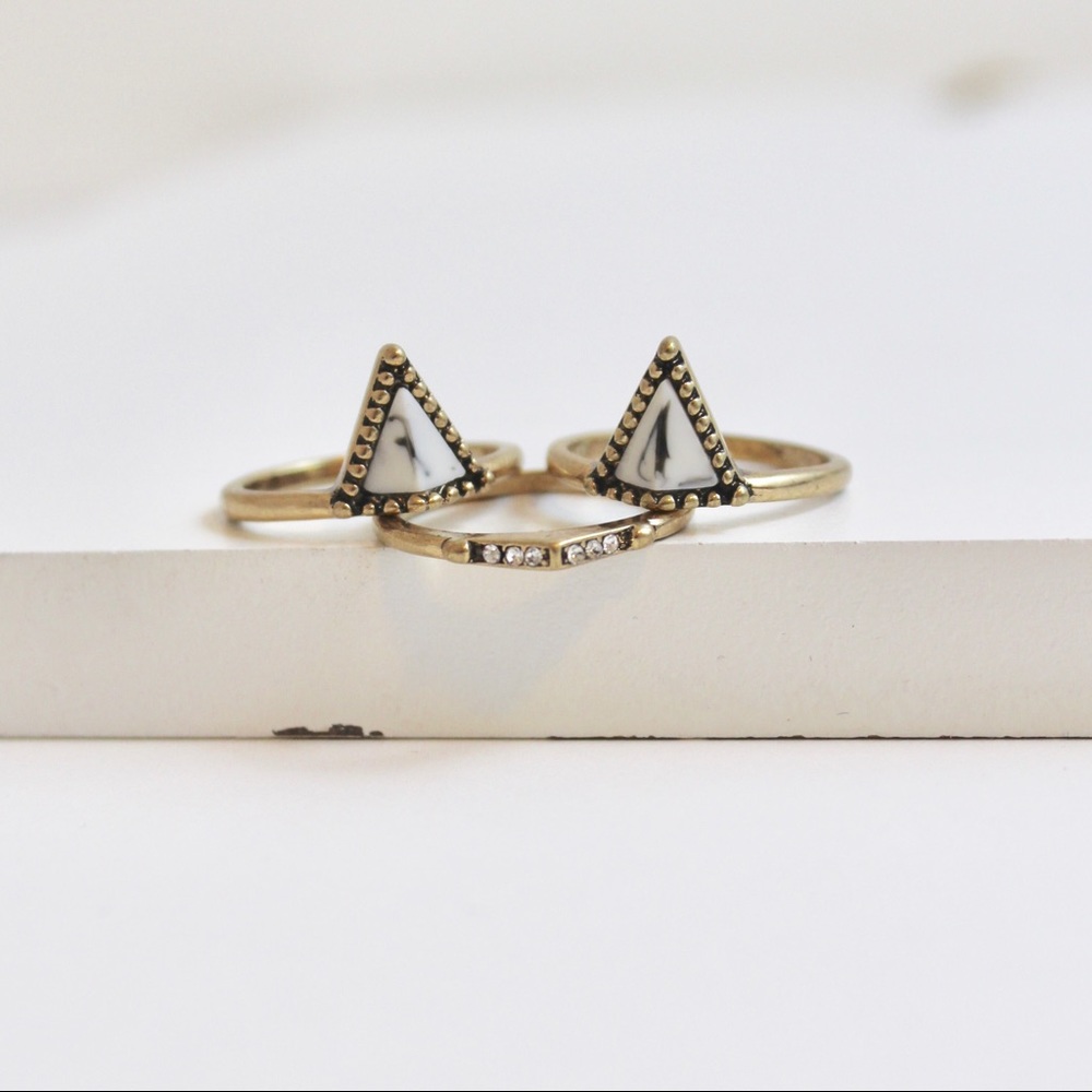 Gold Triple Ring Stack Size 7 - Picture 2 of 7